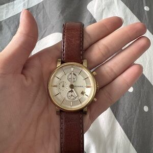 Fossil Brown and Gold Leather Bag